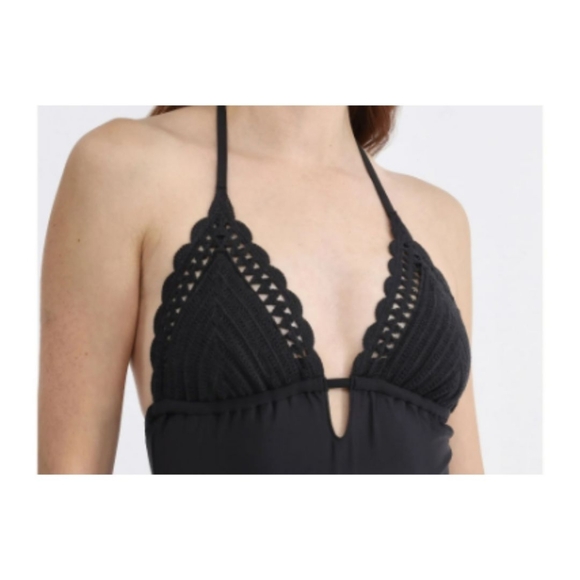 Crochet Halter One Piece Cheeky High Leg Swimsuit - Picture 4 of 7